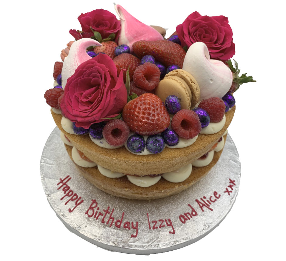 Fresh fruit and macaron cake